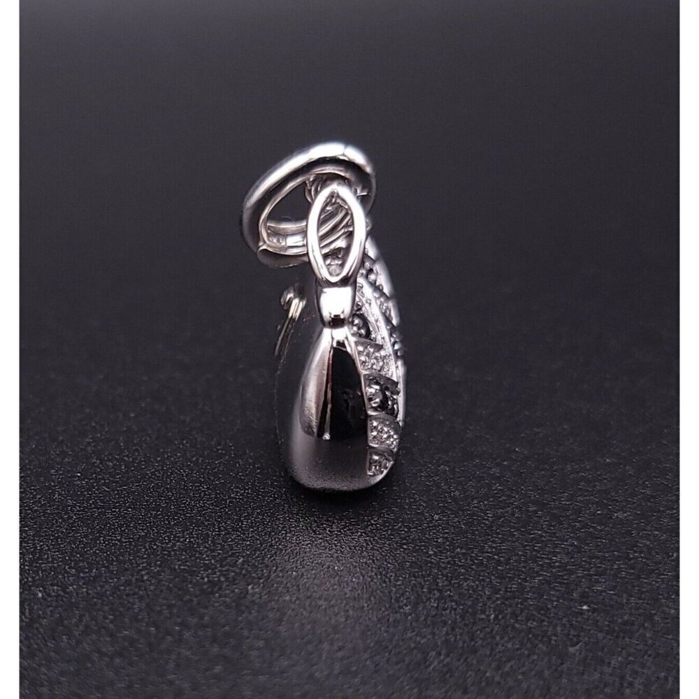 Mirabelle 18kt White Gold Diamond and Sapphire Purse Charm Pendant with Enhancer - Picture 6 of 12